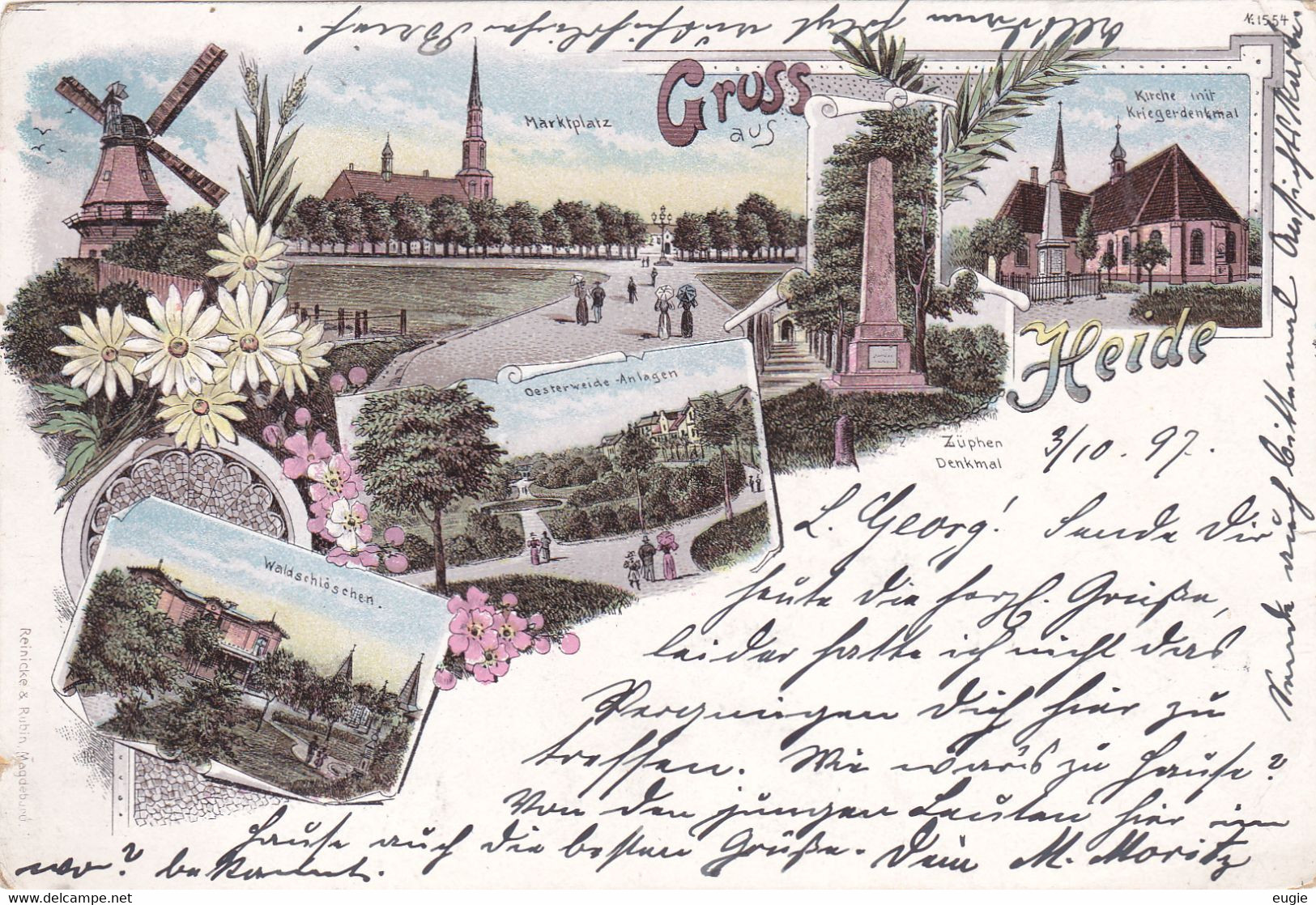 2916/ Gruss Aus Heide, Litho, 1897, Molen - Heide