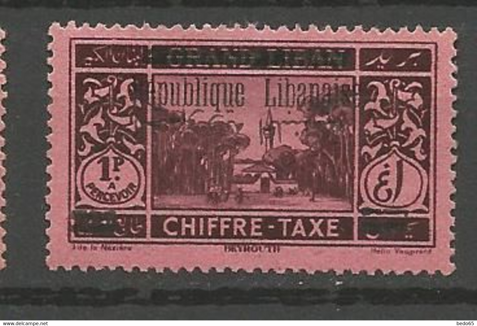 GRAND LIBAN TAXE N° 22 Variétée Petite Barre De La Surch En Bas   NEUF** LUXE SANS CHARNIERE / MNH /Signé CALVES - Timbres-taxe