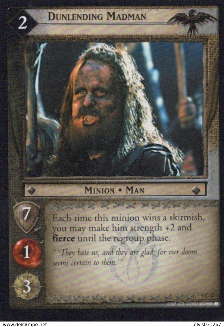 Vintage The Lord Of The Rings: #2 Dunlending Madman - EN - 2001-2004 - Mint Condition - Trading Card Game - El Señor De Los Anillos