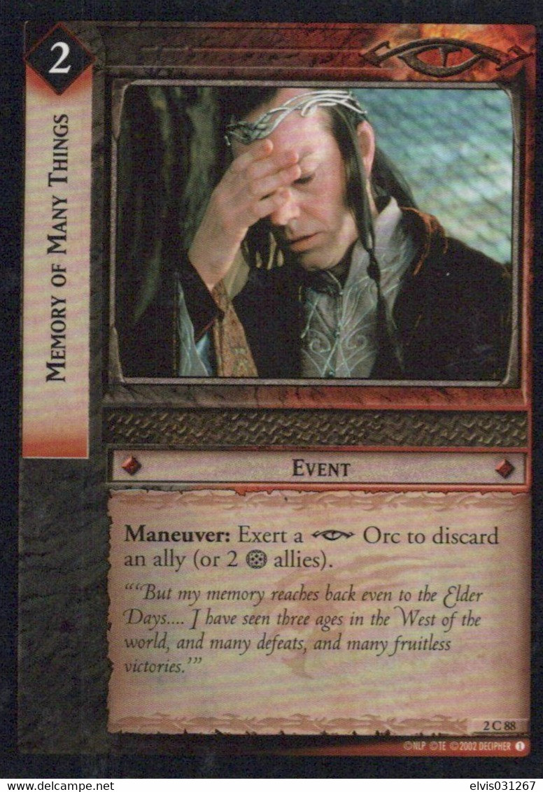 Vintage The Lord Of The Rings: #2 Memory Of Many Things - EN - 2001-2004 - Mint Condition - Trading Card Game - El Señor De Los Anillos