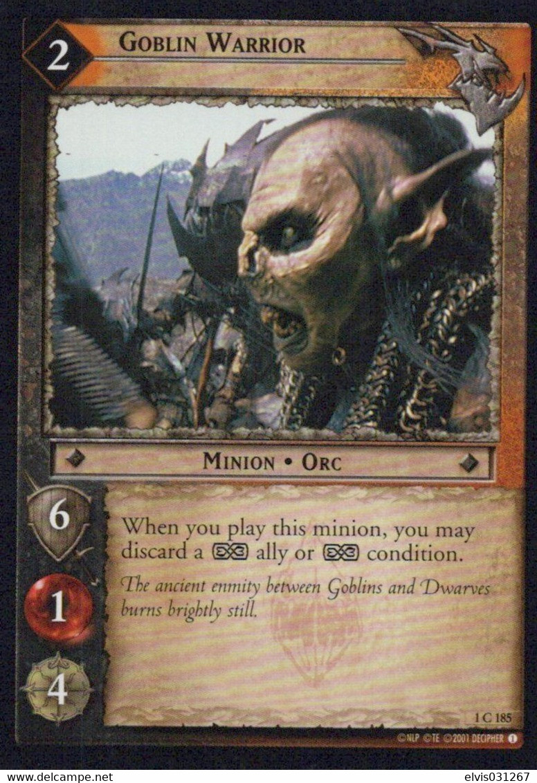Vintage The Lord Of The Rings: #2 Goblin Warrior - EN - 2001-2004 - Mint Condition - Trading Card Game - Il Signore Degli Anelli