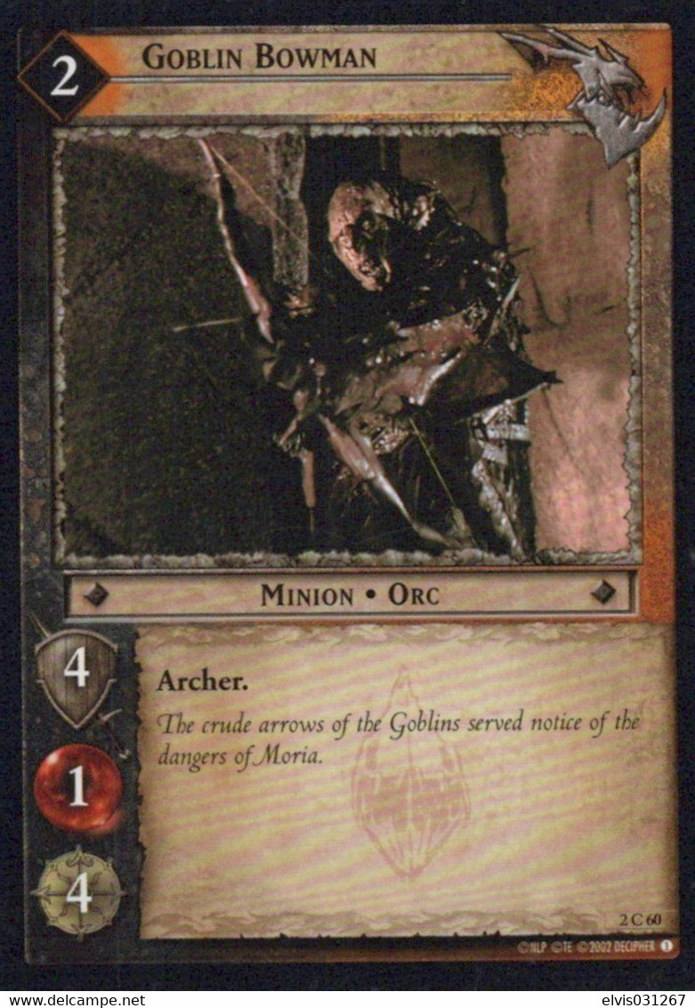 Vintage The Lord Of The Rings: #2 Goblin Bowman - EN - 2001-2004 - Mint Condition - Trading Card Game - Herr Der Ringe