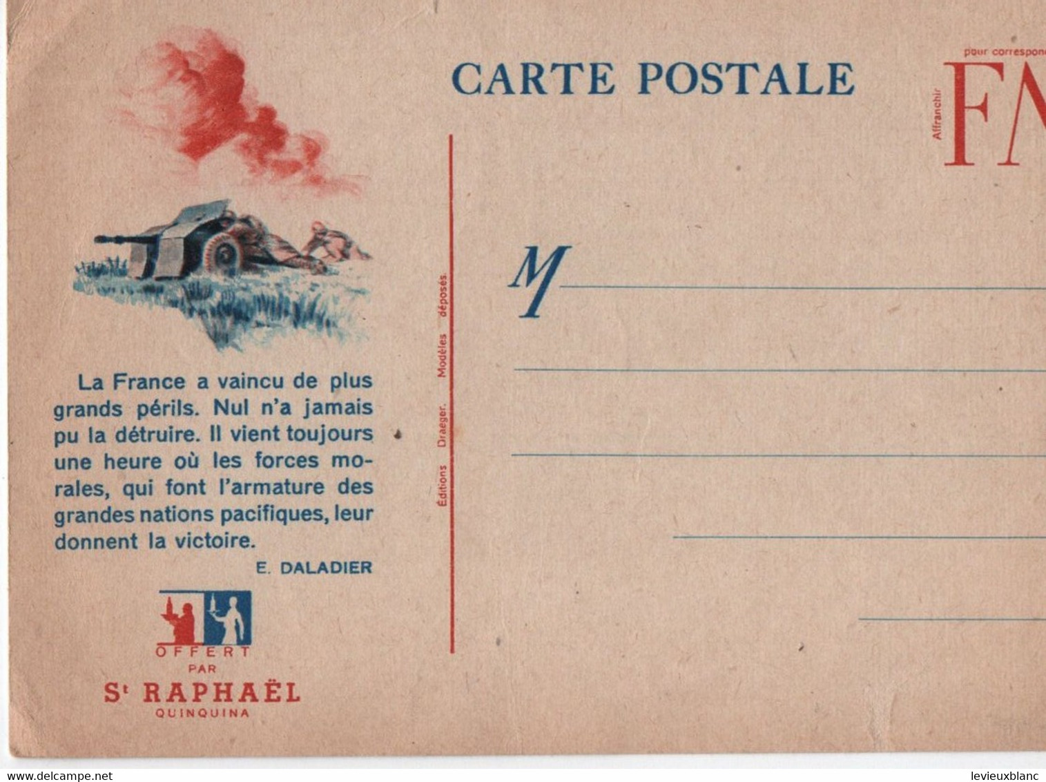 Correspondance Militaire/La France A Vaincu De Plus Grands Périls-Daladier/ORY/Bretagne/SABIN Angers/1940     TIMB137 - 1939-45