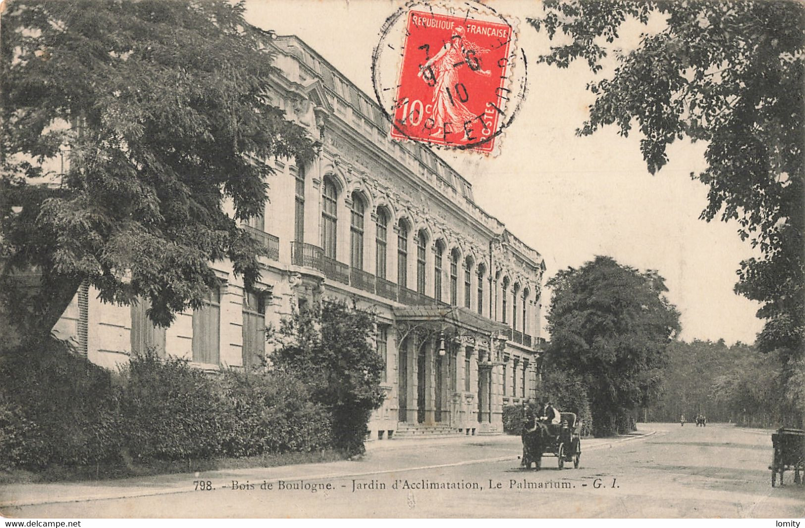 75 Paris 16e Bois De Boulogne Jardin D' Acclimatation Le Palmarium Attelage Cachet 1910 - Non Classés