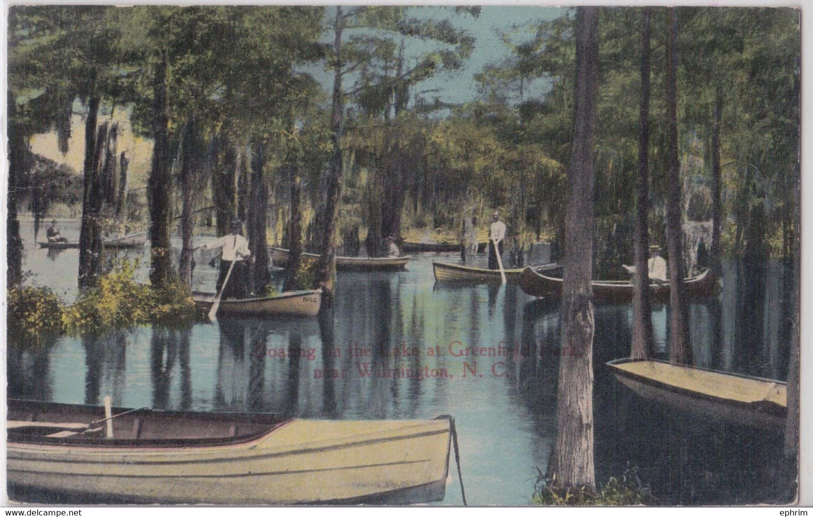 Boating In The Lake At Greenfield Park Near Wilmington North Carolina Vintage Postcard 1915 - Wilmington