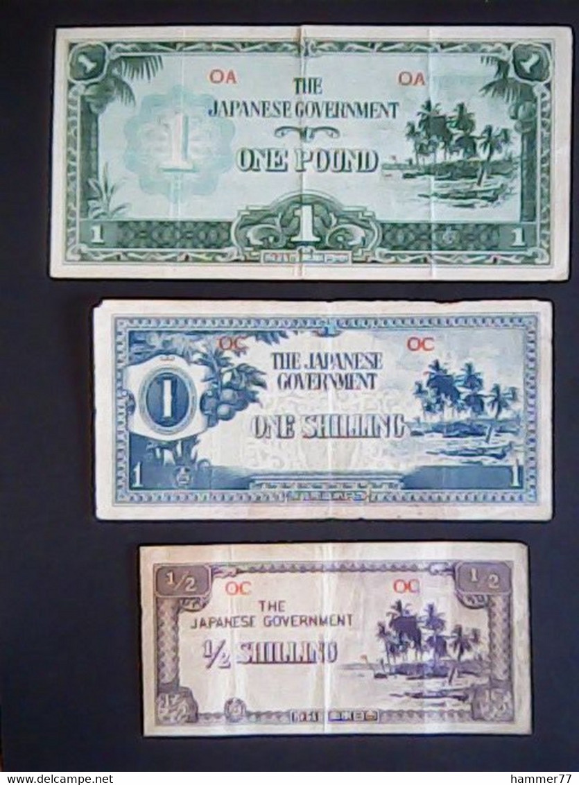 Oceania 1942: Japan Occupation 1 Pound + 1 Shilling + 1/2 Shilling - Otros – Oceanía