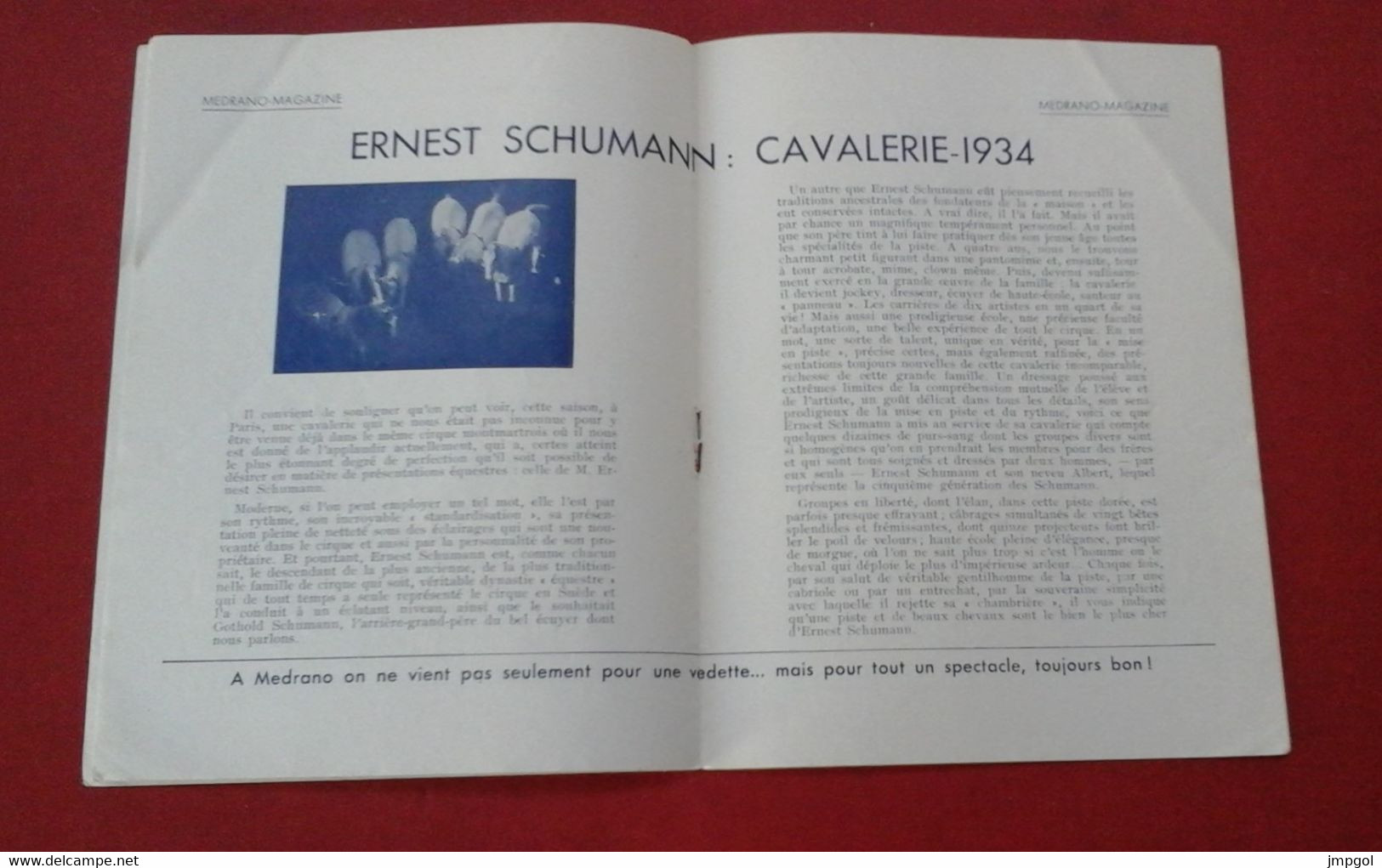 Programme Cirque Medrano 1934 Ernest Schumann Chevaux Manetti Et Rhum Clowns Forgerons De Grip Acrobates... - Programmi