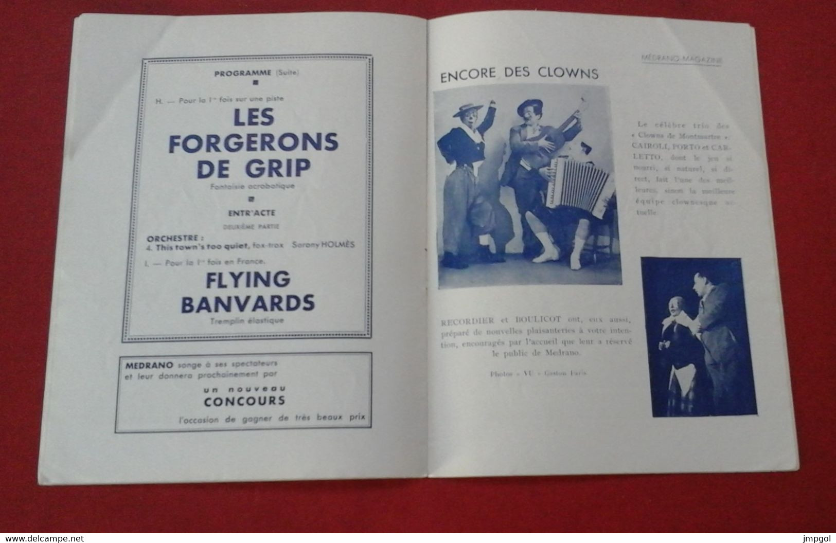 Programme Cirque Medrano 1934 Ernest Schumann Chevaux Manetti Et Rhum Clowns Forgerons De Grip Acrobates... - Programmi