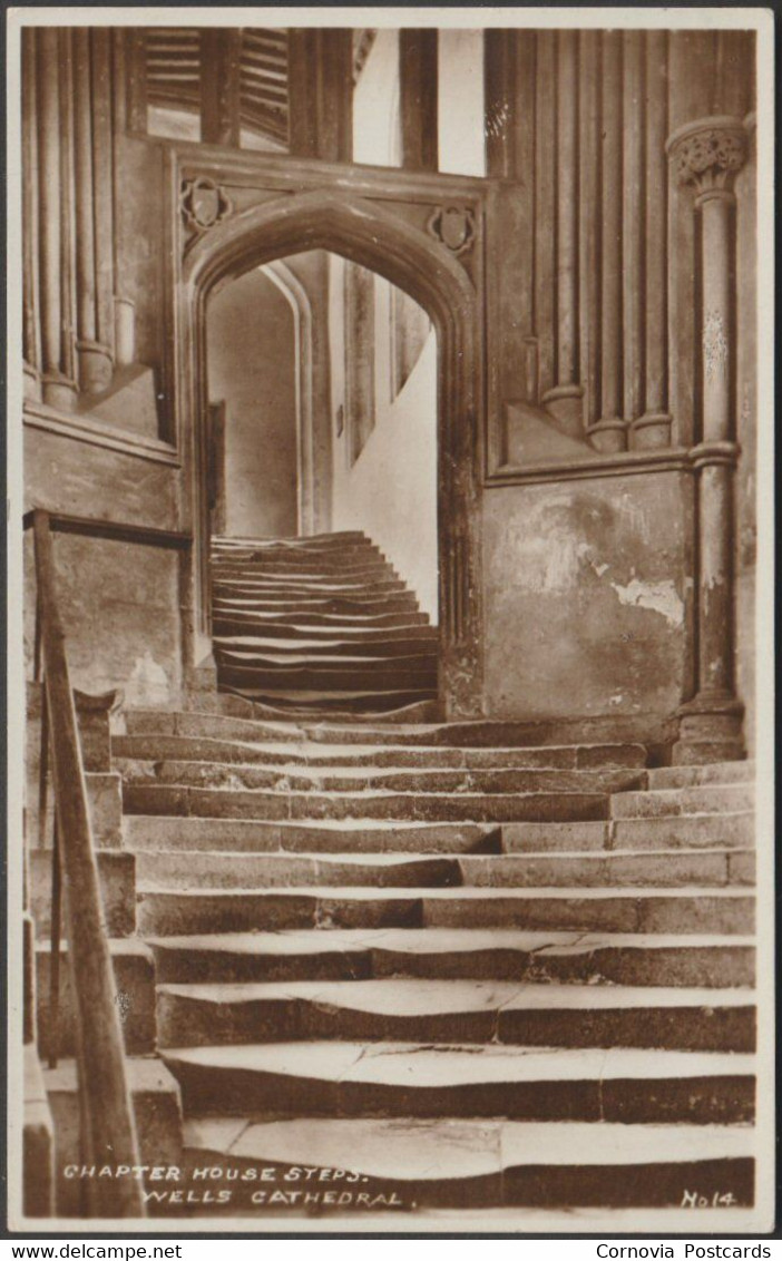 Chapter House Steps, Wells Cathedral, Somerset, 1939 - Dawkes & Partridge RP Postcard - Wells