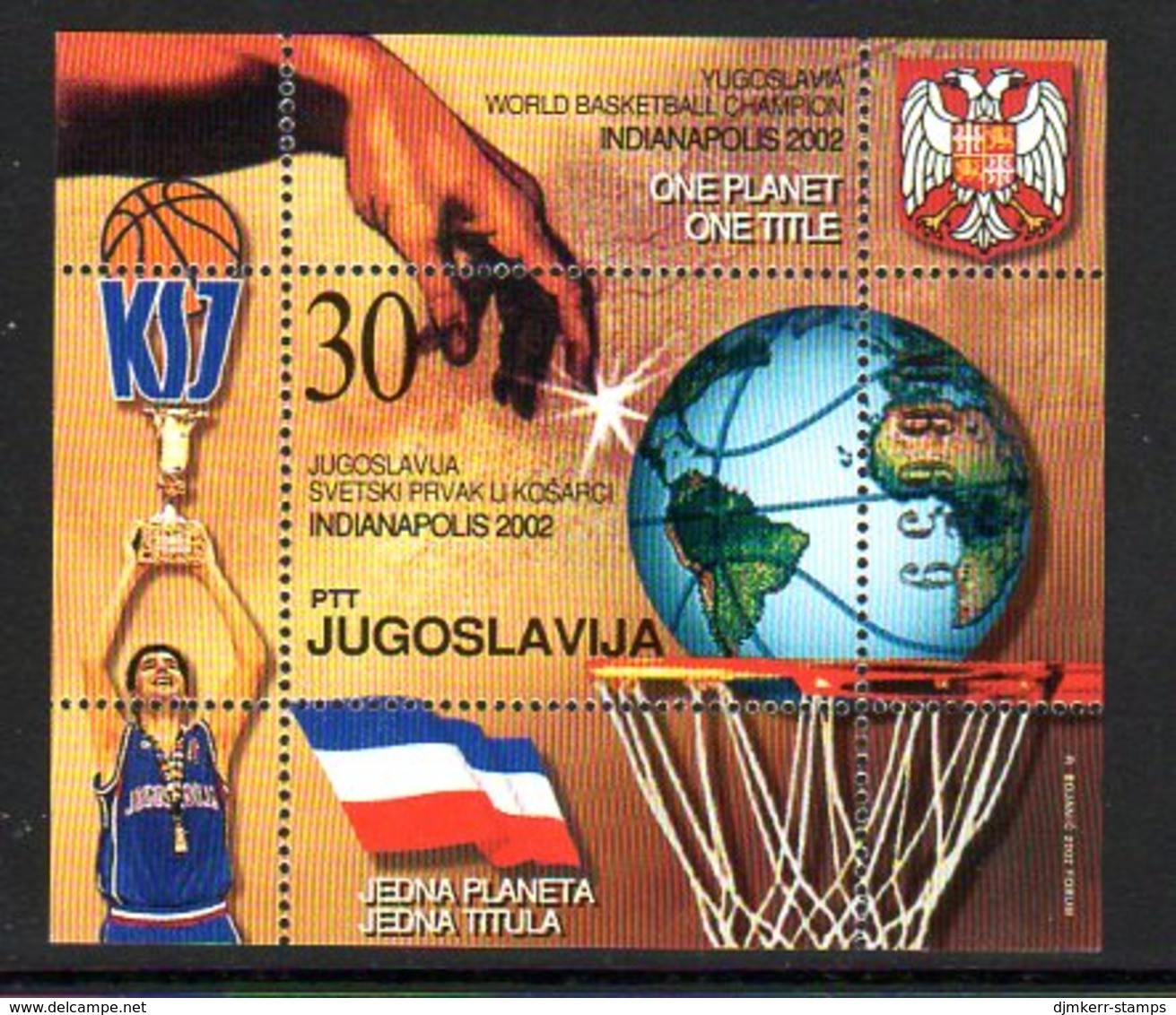 YUGOSLAVIA 2002 Basketball Winners Block MNH / **.  Michel Block 54 - Hojas Y Bloques