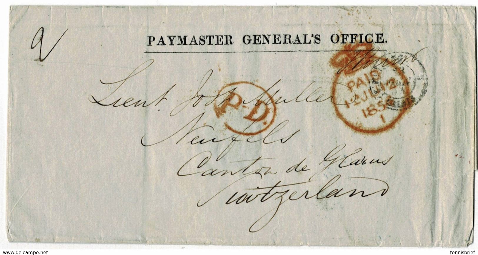 1854, Printed " PAYMASTER GENERAL`S OFFICE " ,  A5814 - Storia Postale