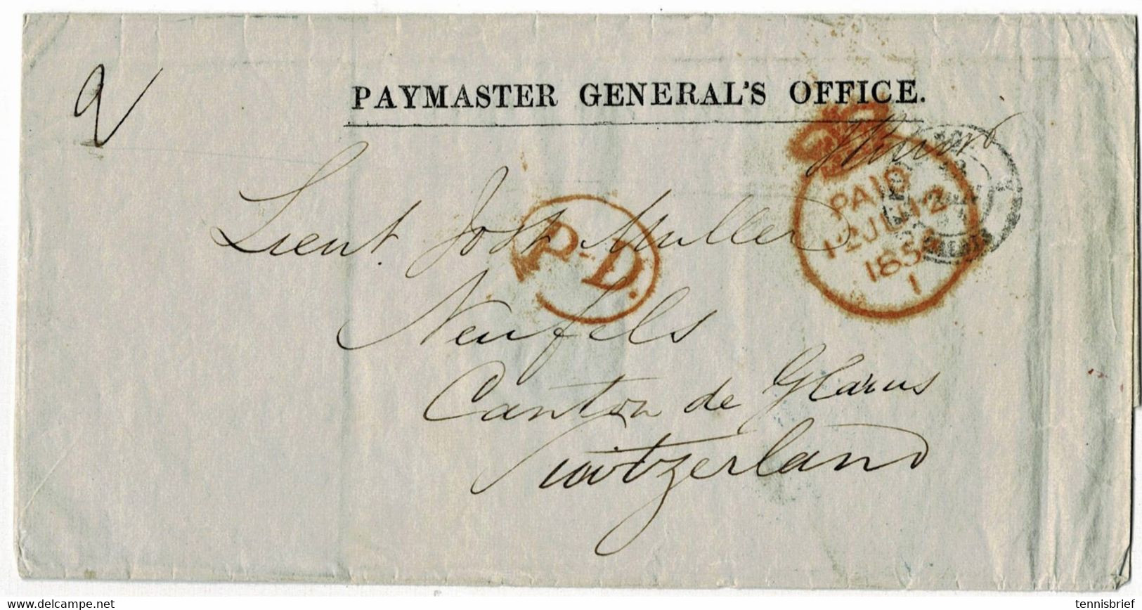 1854, Printed " PAYMASTER GENERAL`S OFFICE " ,  A5814 - Cartas & Documentos