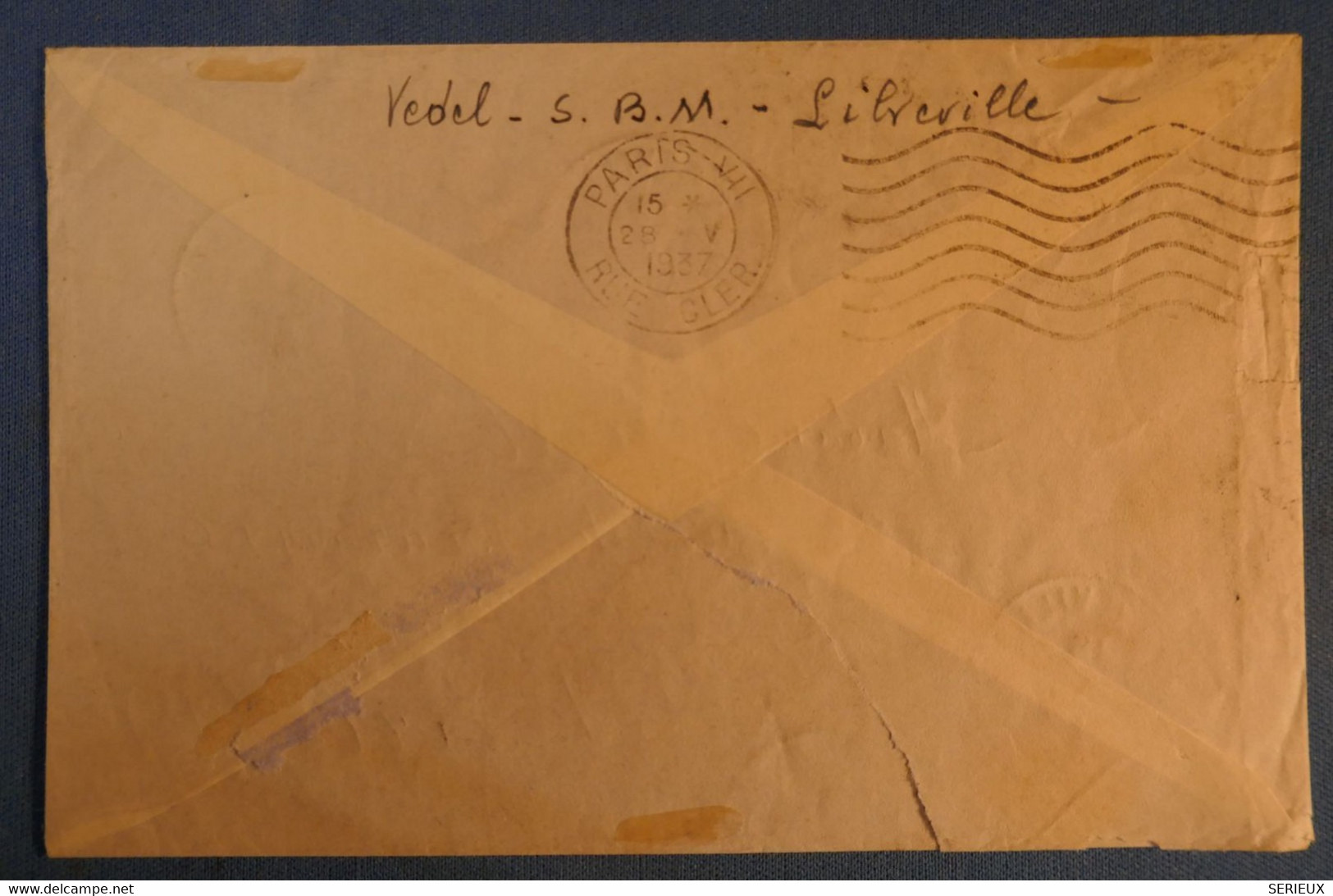 E 12 AEF CONGO SENEGAL BELLE LETTRE 1937 IER VOL NOUMEA POUR PARIS FRANCE + AFFRANCH PLAISANT - Cartas & Documentos