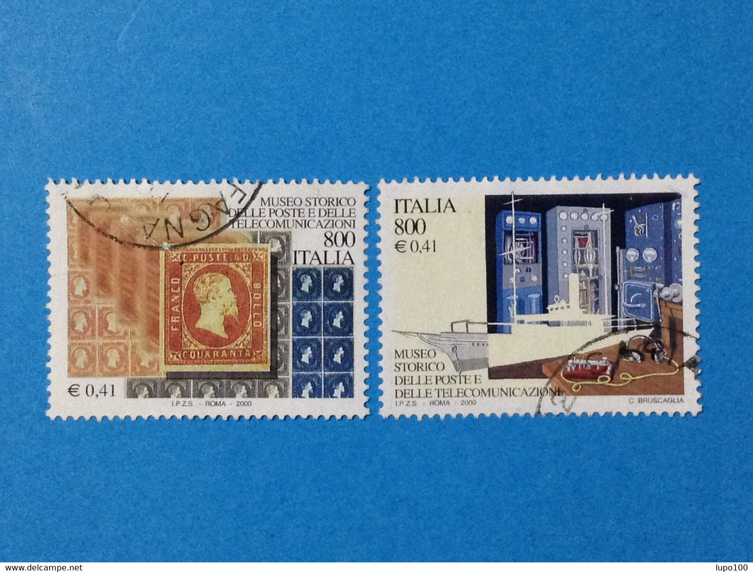 2000 ITALIA FRANCOBOLLI USATI STAMPS USED MUSEO STORICO POSTE E TELECOMUNICAZIONI 2 VALORI - 1991-00: Afgestempeld