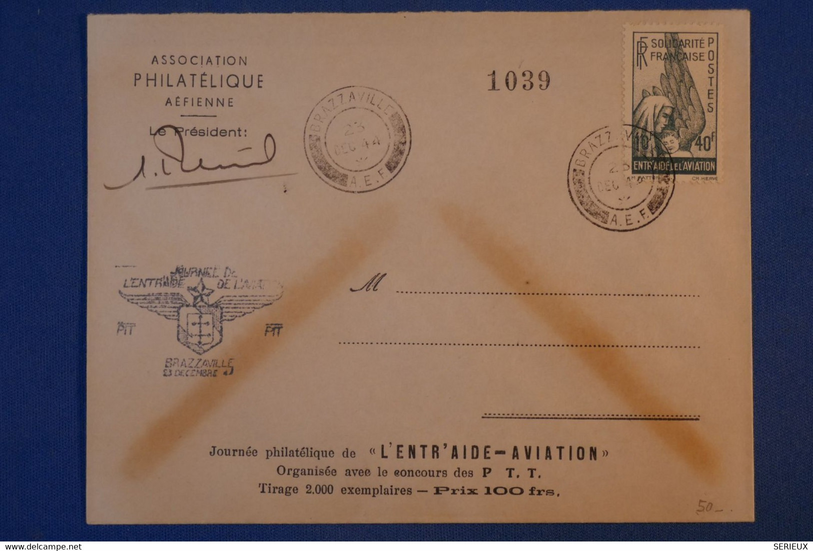 G3 AEF BELLE LETTRE TRES RARE 1944 BRAZZAVILLE + AVEC TIMBRE DE FRANCE - Lettres & Documents