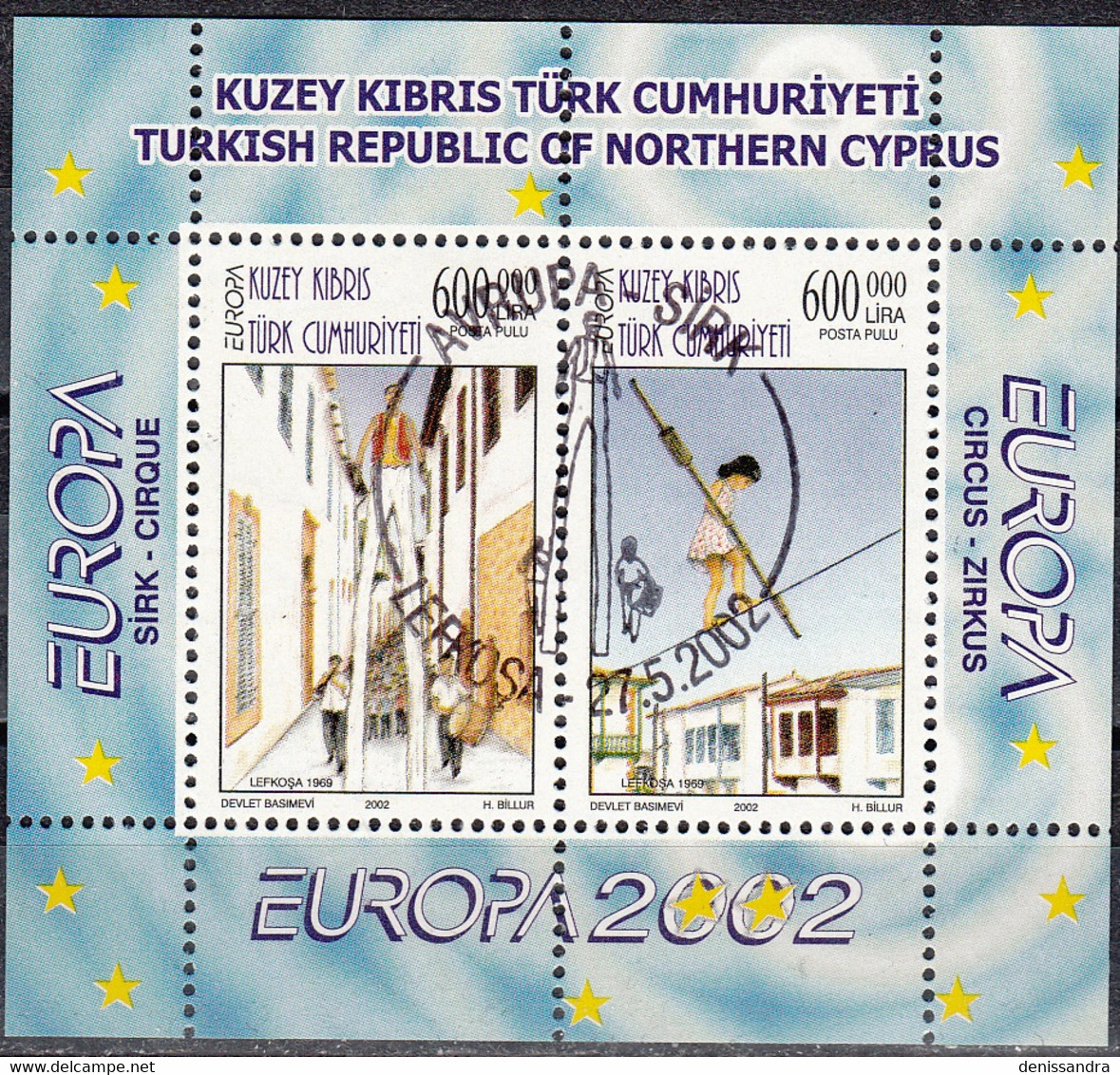 Kuzey Kibris 2002 Michel Bloc Feuillet 20 O Cote (2009) 3.50 Euro Europa CEPT Le Cirque Cachet Rond - Used Stamps