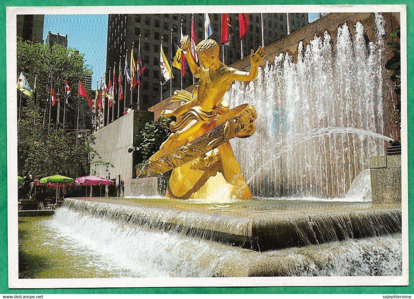 New York City Rockefeller Plaza Promotheus Statue 2scans Stamp "Alfred V. Verville Aviation Pioneer - Places & Squares