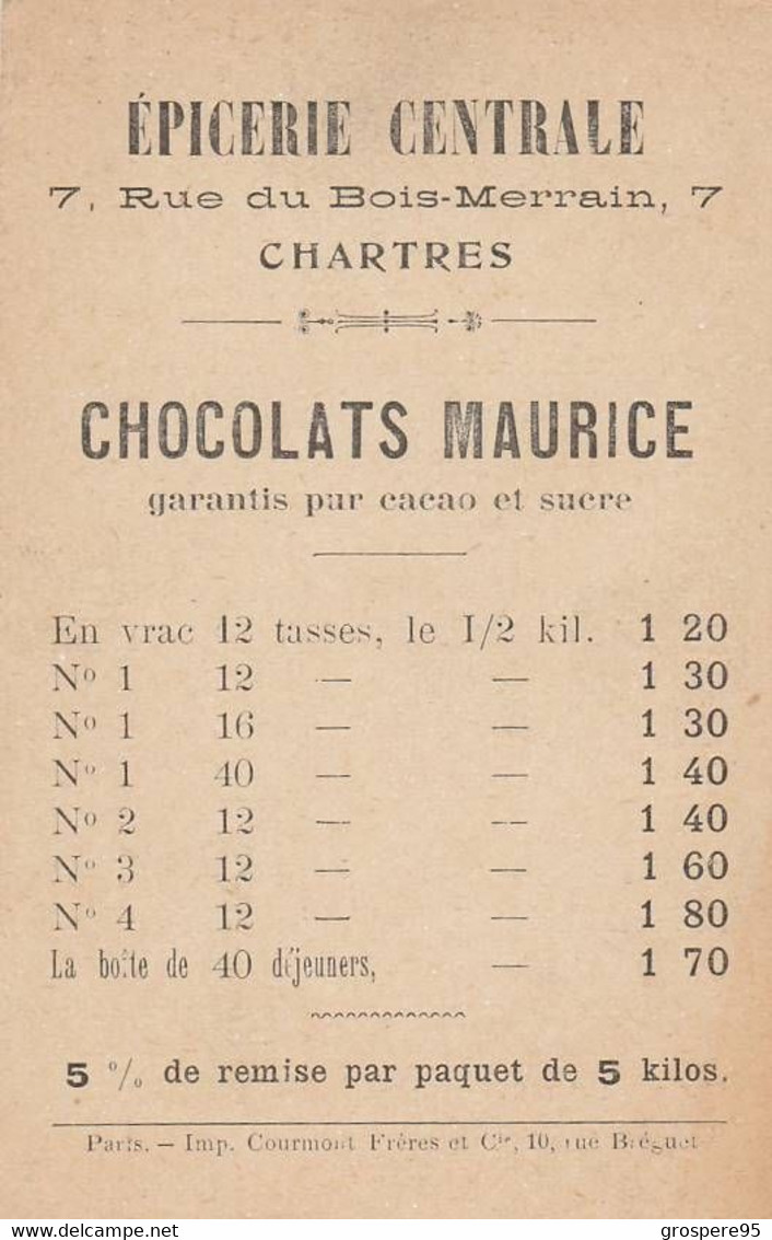 CHOCOLATS MAURICE CHARTRES EPICERIE CENTRALE  8 CARTES RARES - Autres & Non Classés