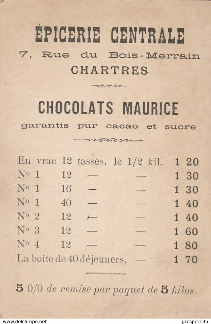 CHARTRES EPICERIE CENTRALE CHOCOLATS MAURICE 6 CARTES Rares - Sonstige & Ohne Zuordnung
