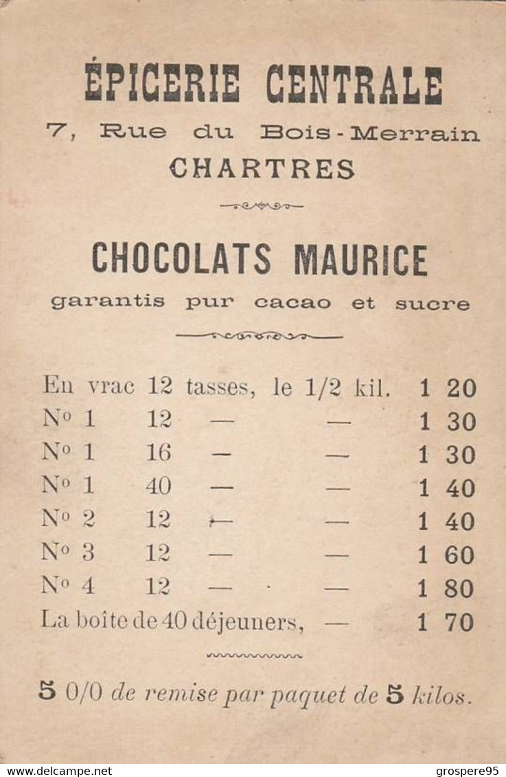 CHARTRES EPICERIE CENTRALE CHOCOLATS MAURICE 6 CARTES Rares - Altri & Non Classificati