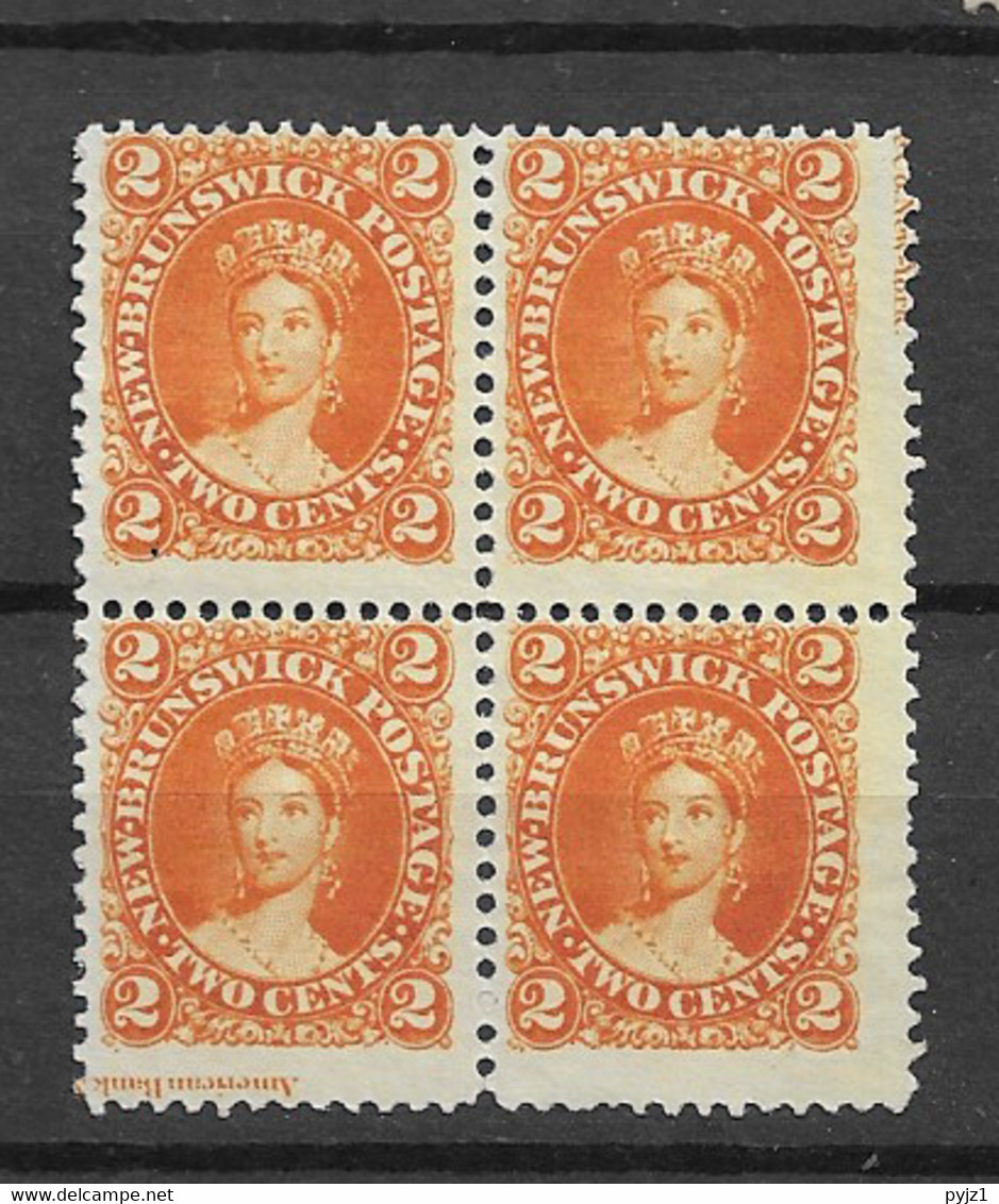 1860 MNG New Brunswick Mi 5 Block Of 4 Showing Imprint From Margin Of The Sheet - Nuevos