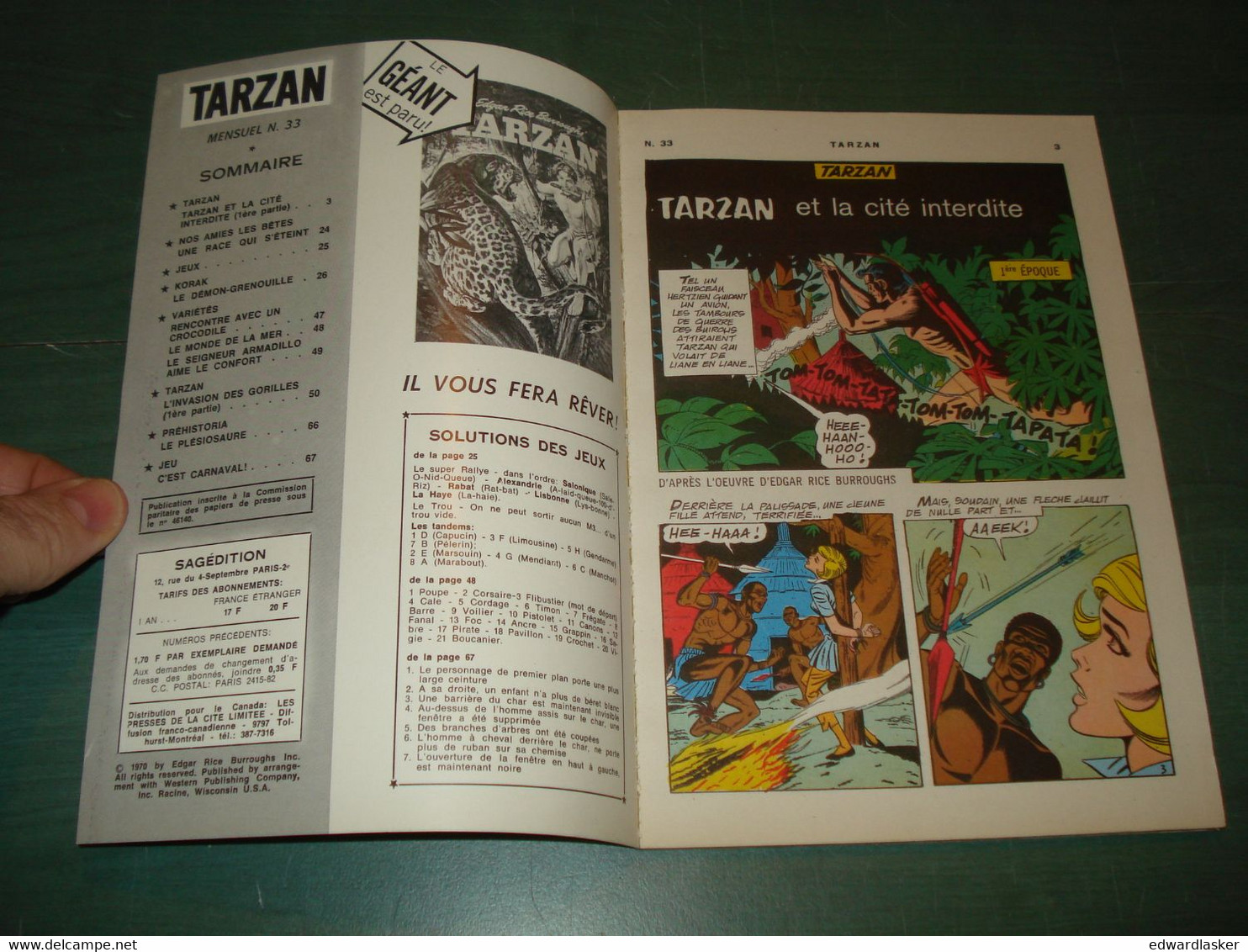 TARZAN "Vedettes TV" N°33 - Sagedition 1970 - Proche Neuf - Tarzan