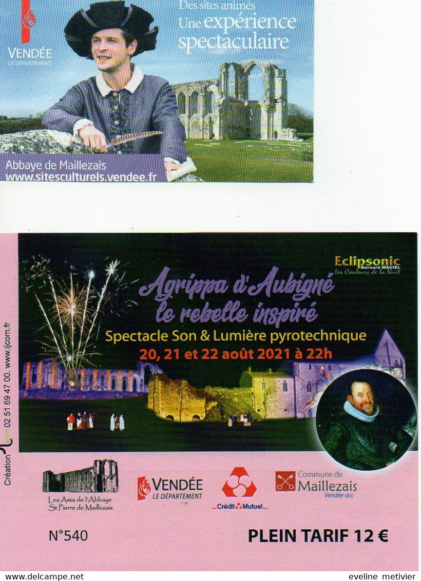 ABBAYE ST PIERRE DE MAILLEZAIS VISITE + SPECTALCE PYRO AGRIPPA  D'AUBIGNÉ - Tickets - Vouchers