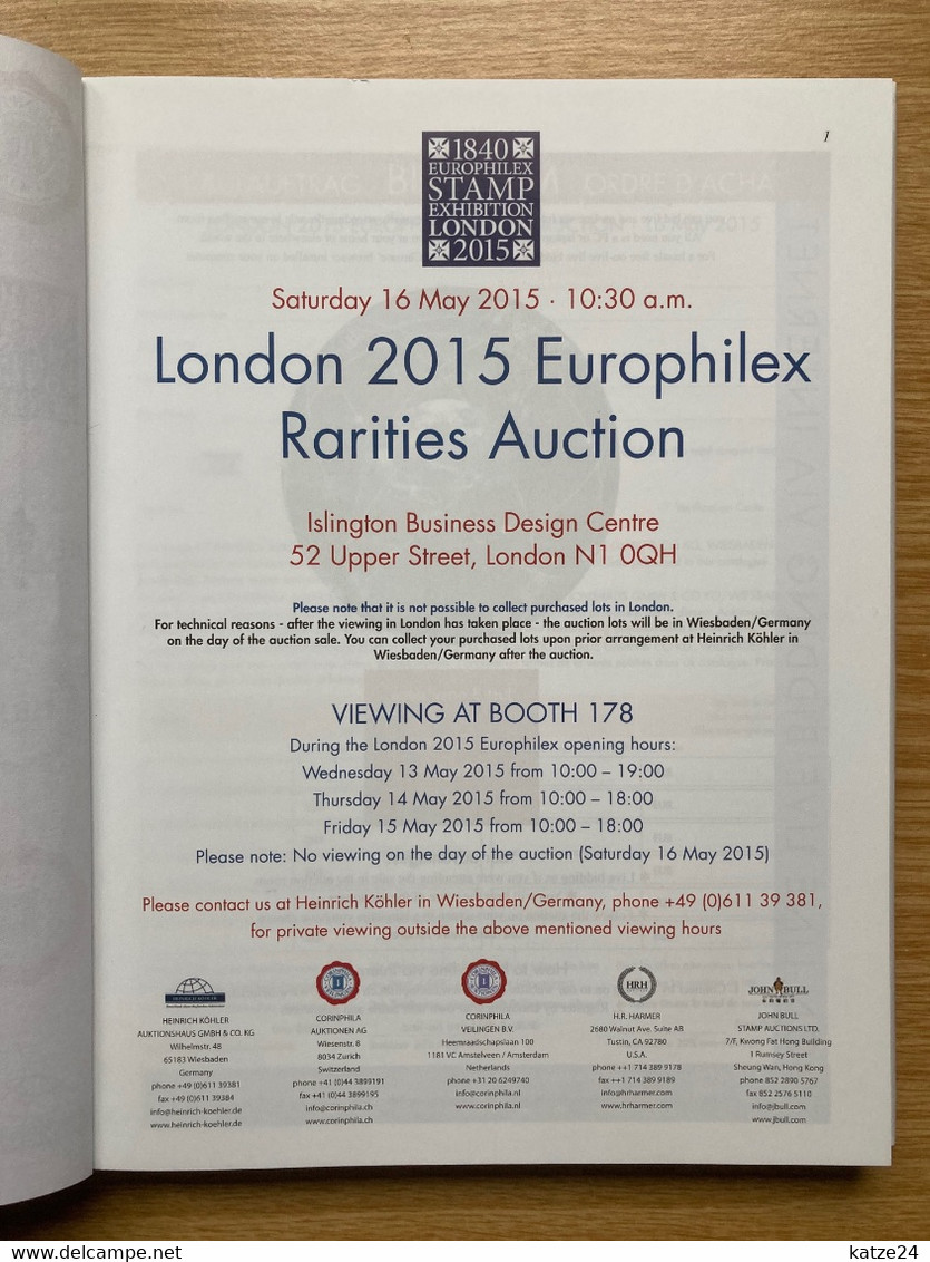 "London 2015 Europhilex Rarities Auction" - Boeken Over Verzamelen