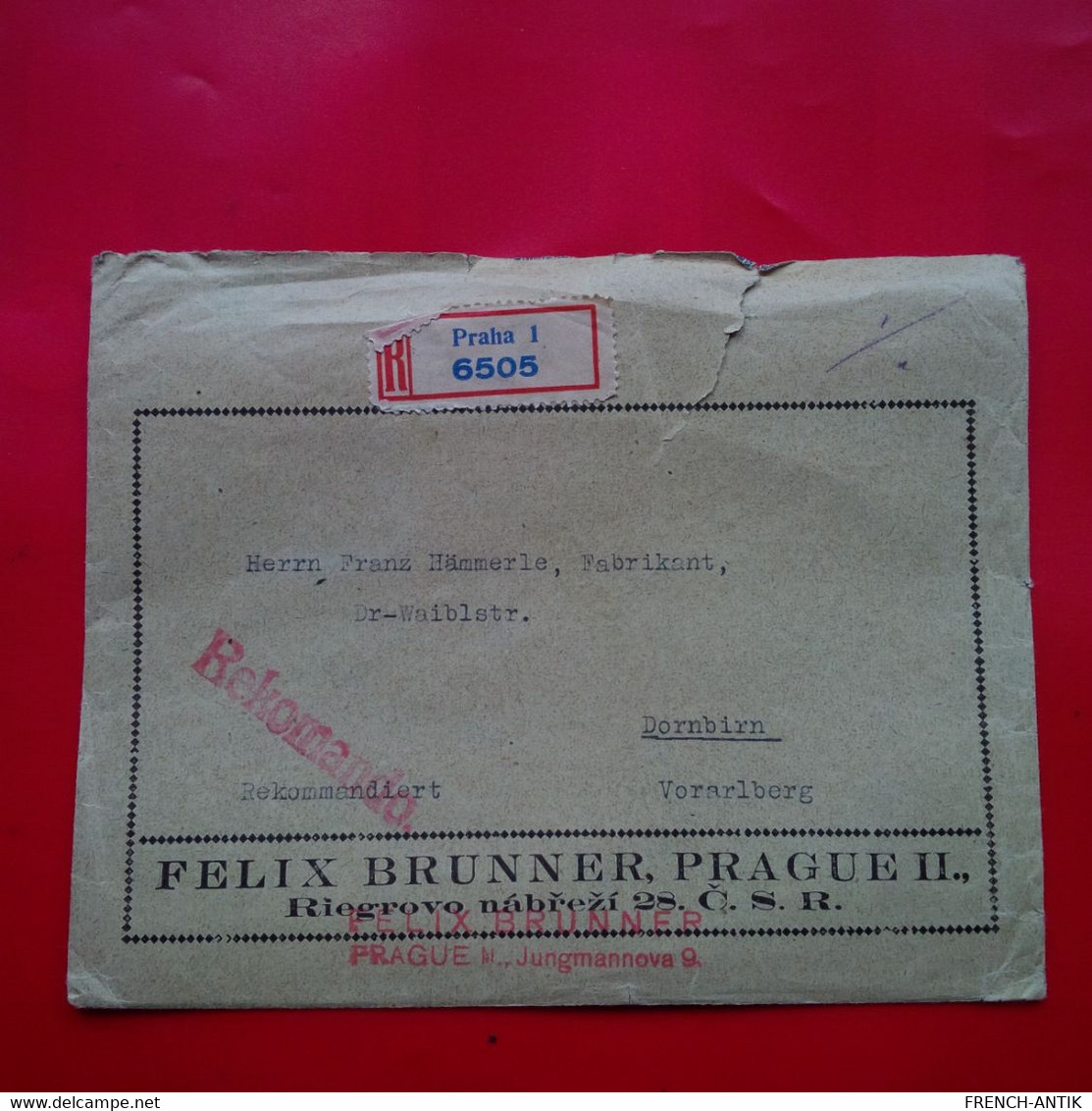 LETTRE PRAHA PRAGUE RECOMMANDE POUR DONBIRN - Covers & Documents