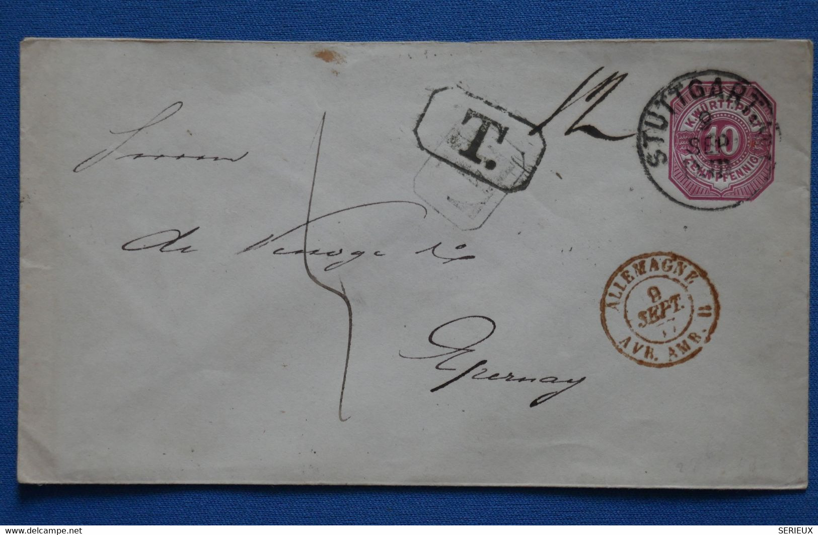 U19 WUTTENBERG BELLE LETTRE RARE 1870 STUTTGART POUR EPERNAY FRANCE+ AFFRANCHISSEMENT INTERESSANTERESSANT - Ganzsachen