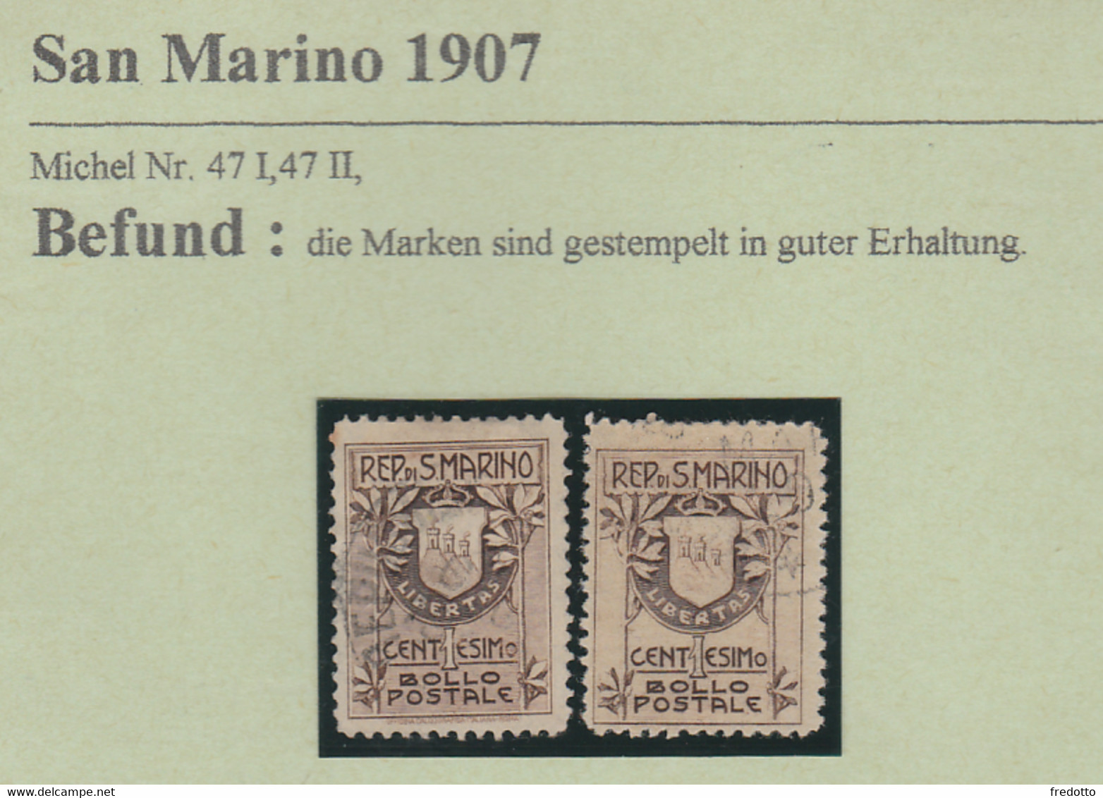 San Marino-Briefmarken- Gestempelt  1907 - Usados