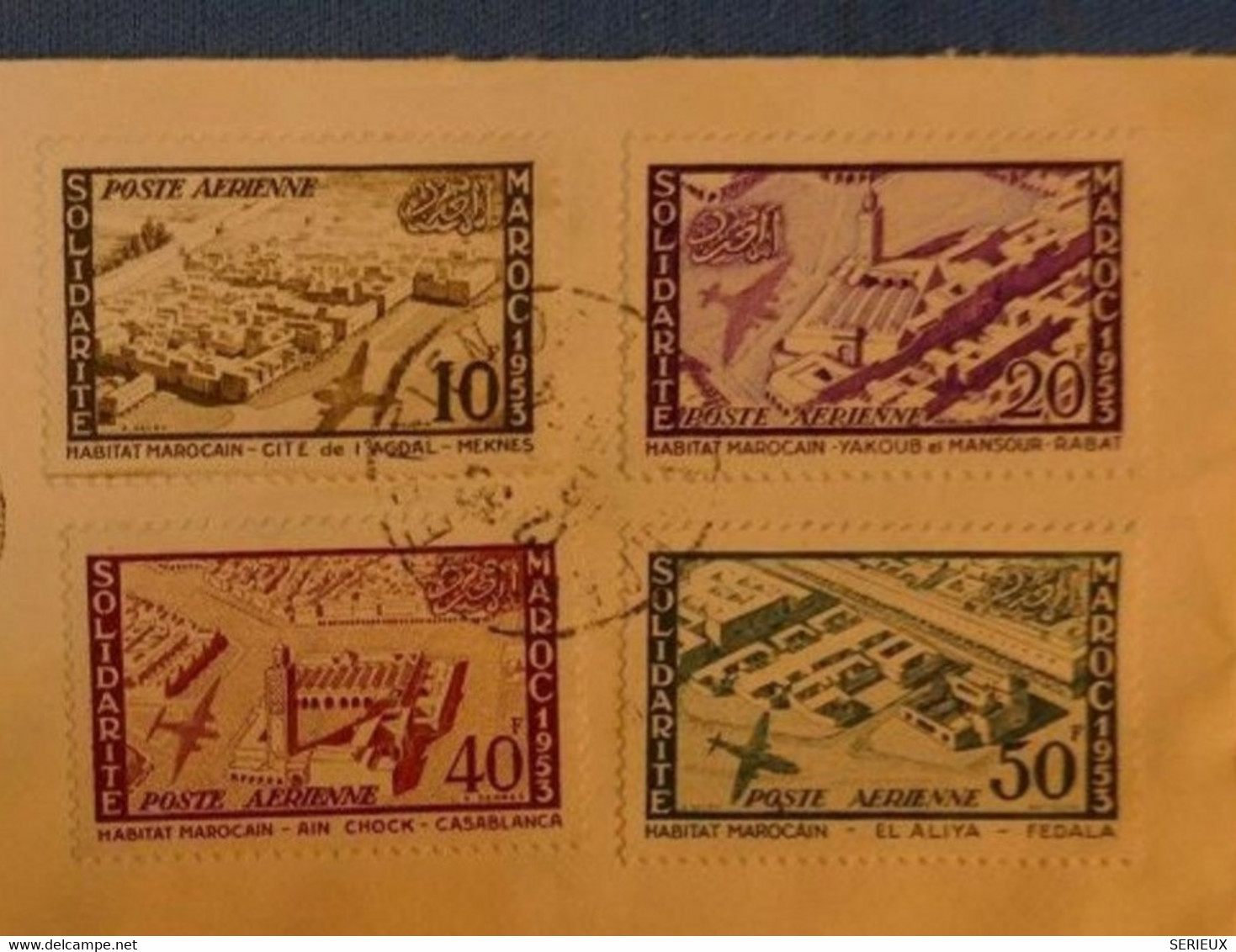 F4 MAROC BELLE LETTRE RECOMMANDEE 1954 TANGER CHERIFIEN POUR NEW YORK USA+ AFFRANCHISSEMENT PLAISANT - Luftpost