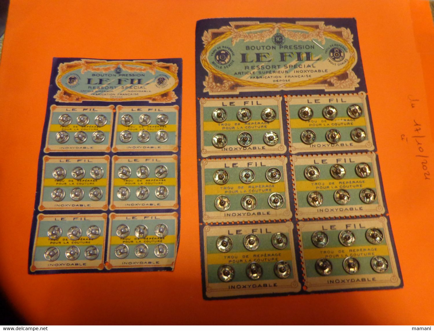 2 Planches De Bouton Pression Marque LE FIL Mercerie - Buttons