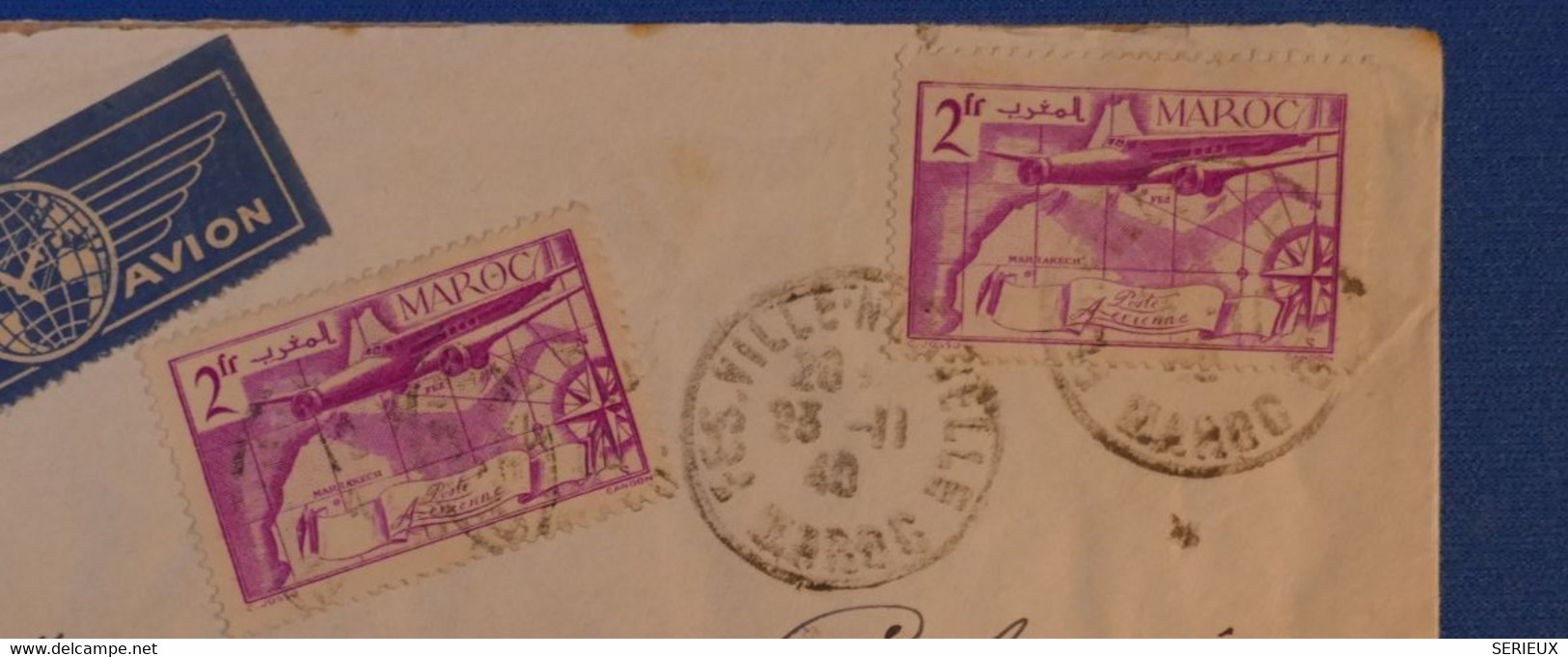 I 24 MAROC BELLE LETTRE 1940 PAR AVION POUR BERGERAC FRANCE + AFFRANCH INTERESSANT - Aéreo