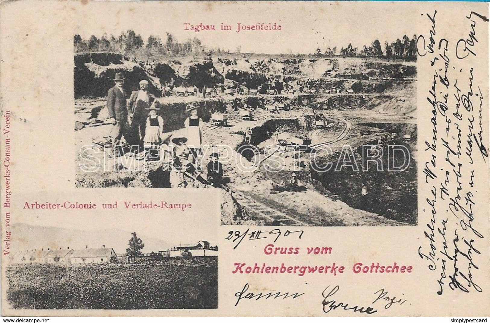 AK OLD POSTCARD - SLOVENIA - GRUSS VOM KOHLENBERGWERKE GOTTSCHEE - ANIMATA , VIAGGIATA 1901 - E33 - Slovenia