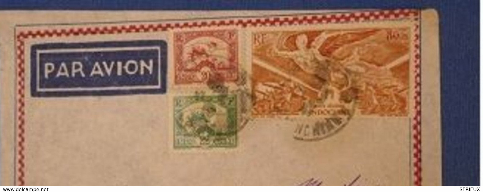 413 INDOCHINE VIETNAM LETTRE 1947  . PAR AVION POUR LYON FRANCE +AFFRANCHISSEMENT PLAISANT - Briefe U. Dokumente