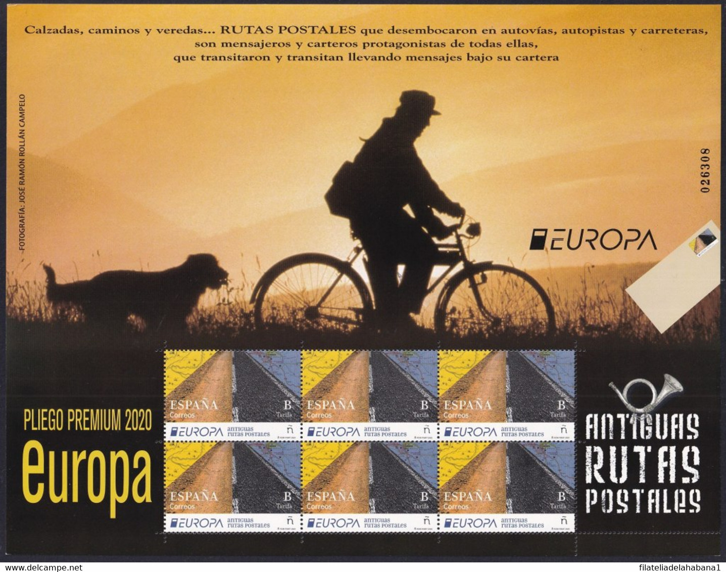 F-EX26235 ESPAÑA SPAIN MNH 2020 EUROPA CICLING RUTAS POSTALES PREMIUM SPECIAL MINI-SHEET. - Hojas Conmemorativas