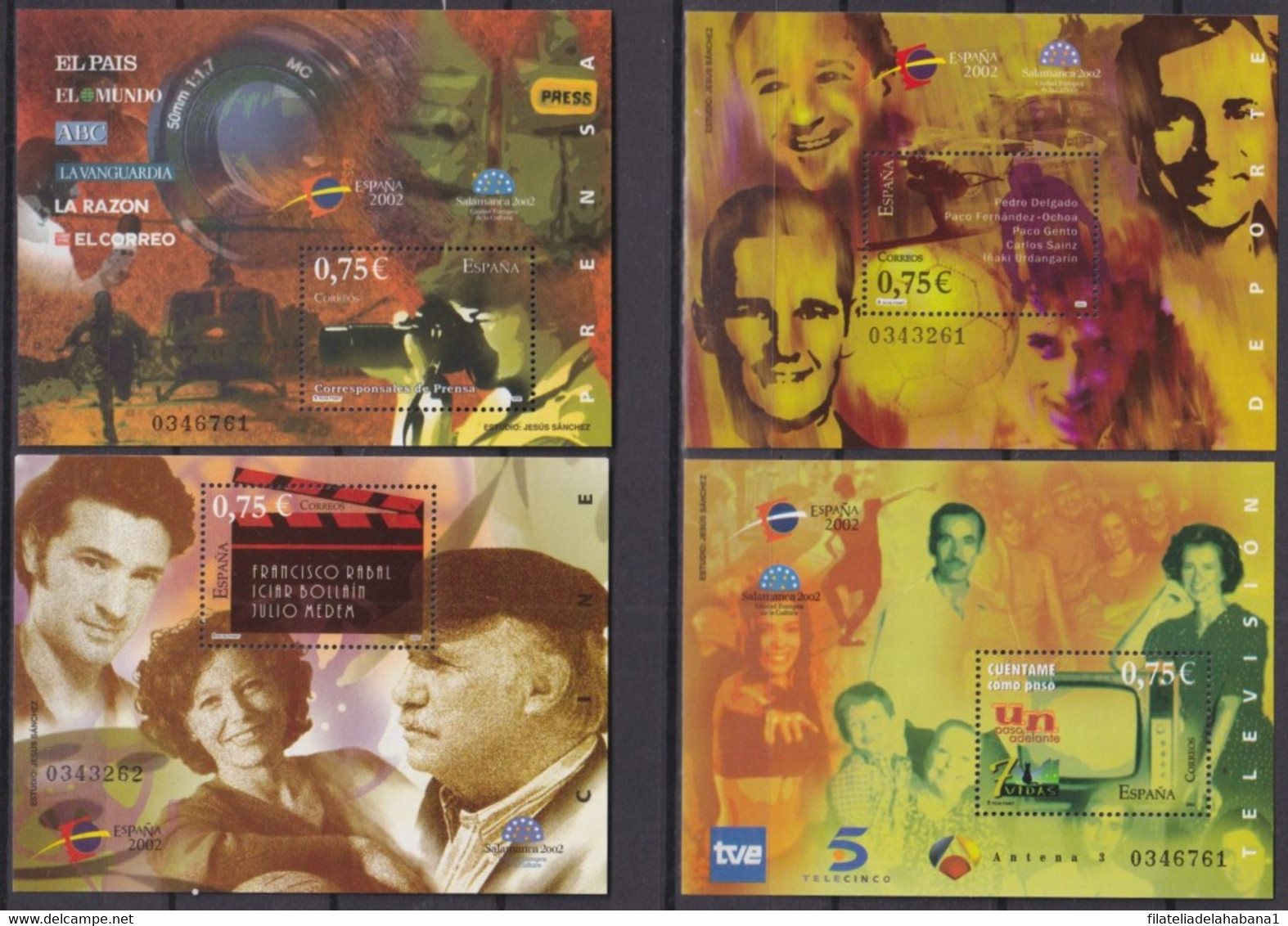 F-EX26241 ESPAÑA SPAIN MNH 2002 CINE MOVIE TV JOURNALISM SPECIAL SET SHEET. - Commemorative Panes