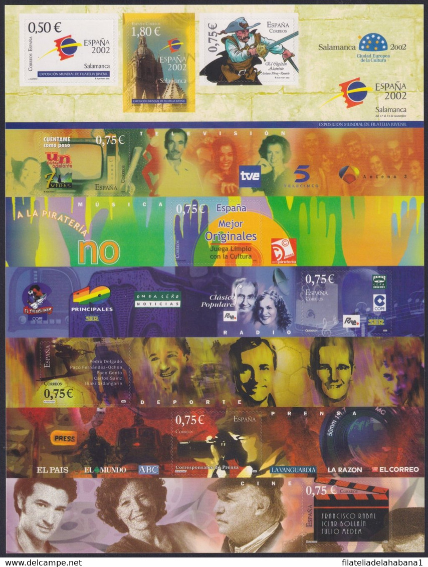 F-EX26241 ESPAÑA SPAIN MNH 2002 CINE MOVIE TV JOURNALISM SPECIAL SET SHEET. - Feuillets Souvenir