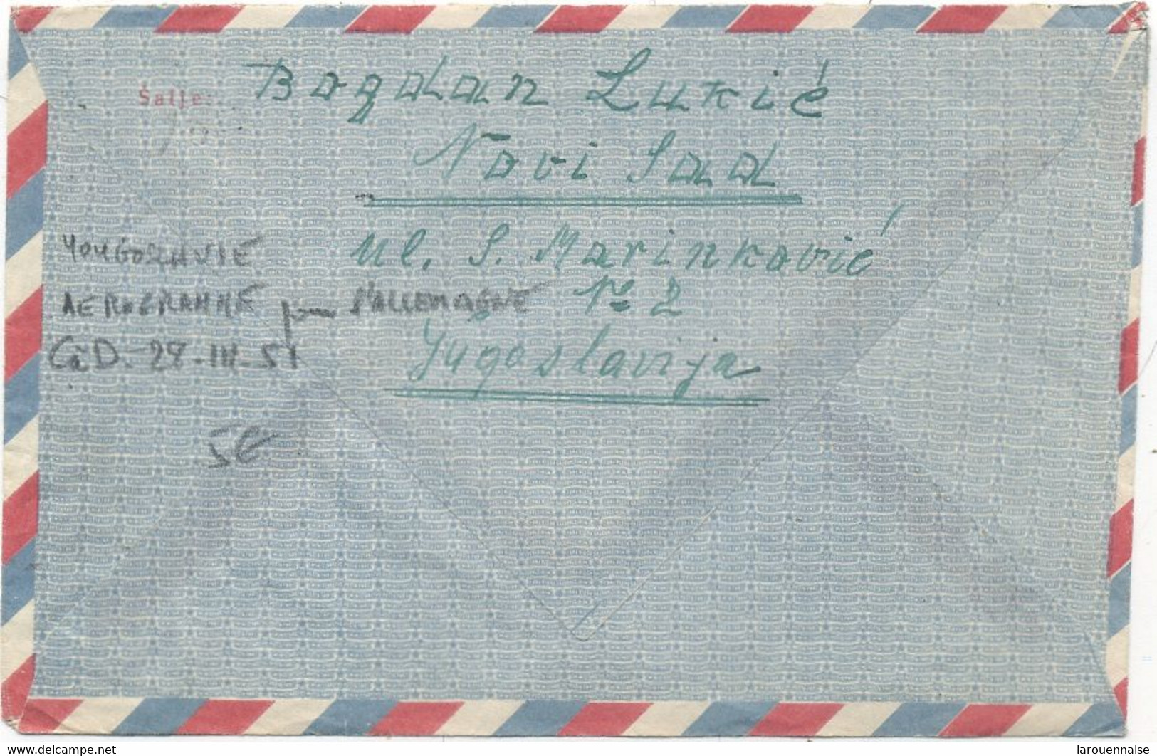 YOUGOSLAVIE - AEROGRAMME Pour L'ALLEMAGNE  -C à D -28-III-51 - Airmail