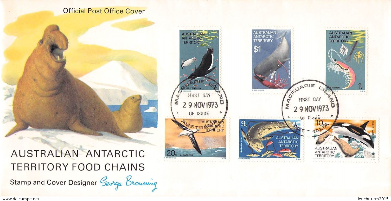 AUSTRALIAN ANTARCTIC TERR. - FDC 1973 EXPLORER'S AIRCRAFT/FOOD CHAINS / YZ 122 - FDC