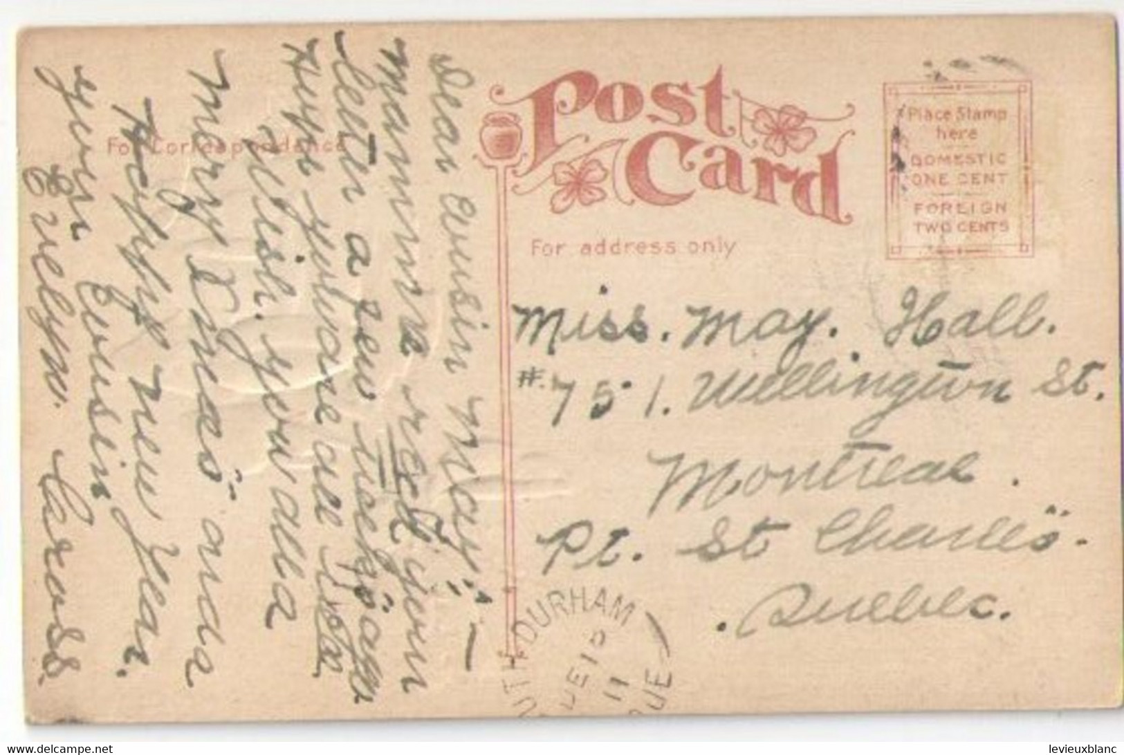 Carte Postale /Happy New Year  /ROSE Jaune Avec Maxime / USA / DURHAM/Mary Hall/1911  CVE181 - Nouvel An