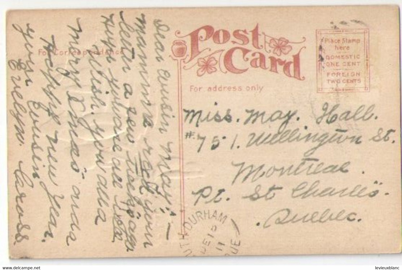 Carte Postale /Happy New Year  /ROSE Jaune Avec Maxime / USA / DURHAM/Mary Hall/1911  CVE181 - Nieuwjaar