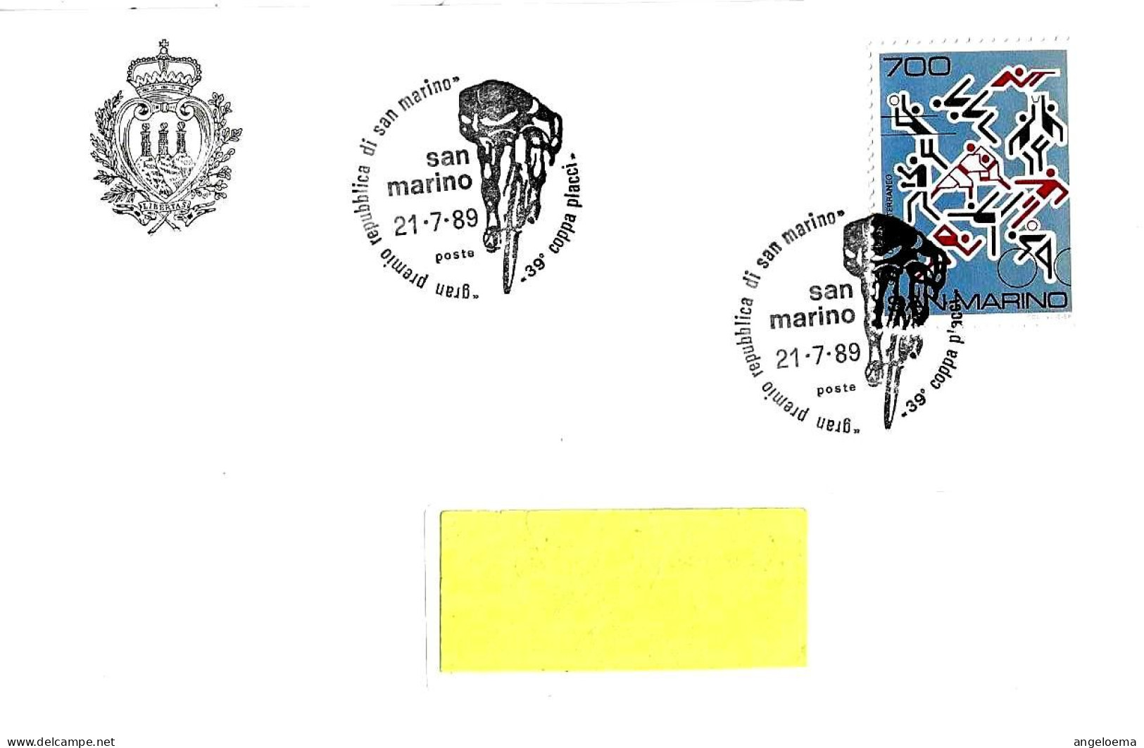 SAN MARINO - 1989 39° Coppa Placci Ciclismo Su Busta Azienda Filatelica Viaggiata - 5641 - Briefe U. Dokumente