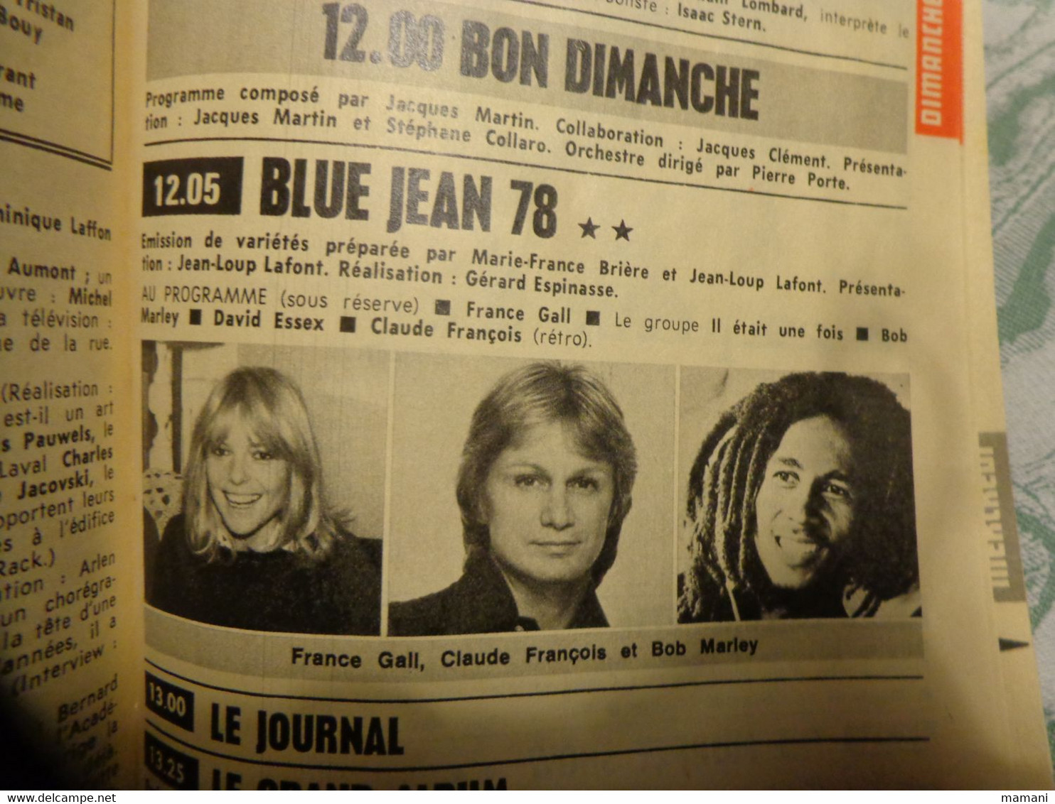 Télé-Poche n°633 andre dussolier-claude francois-jean paul pierrat-guy gilbert-dalida-daniel guichard-bob marley-perret