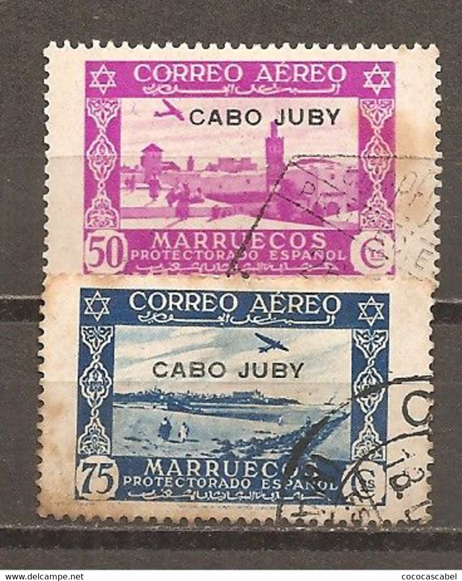 Cabo Juby - Edifil 106-07 - Yvert Aéreo 5-6 (usado) (o) (manchados) - Cabo Juby