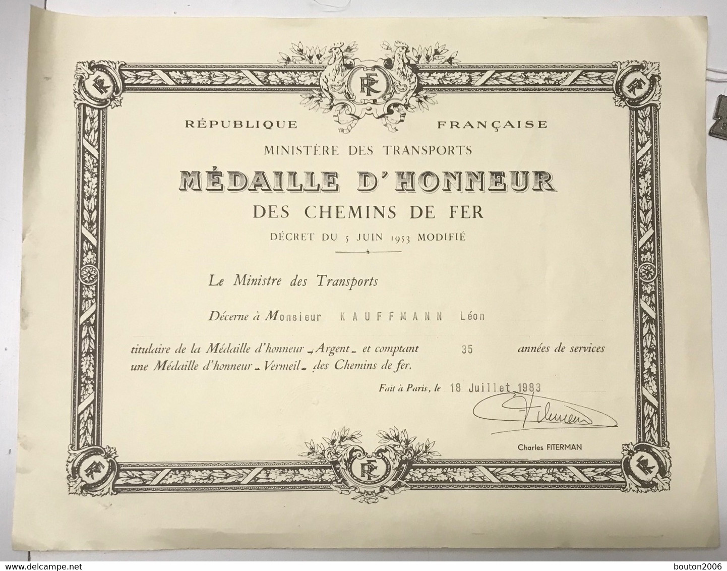 Diplome Médaille D'honneur Des Chemins De Fer Médaille De Vermeil - Diplômes & Bulletins Scolaires