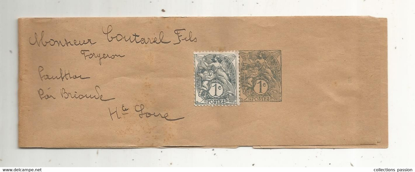 Bandes Pour Journeaux, Entier Postal  , Neuf , 1c Ardoise + 1 TIMBRE NEUF 1c Ardoise, 2 Scans - Streifbänder