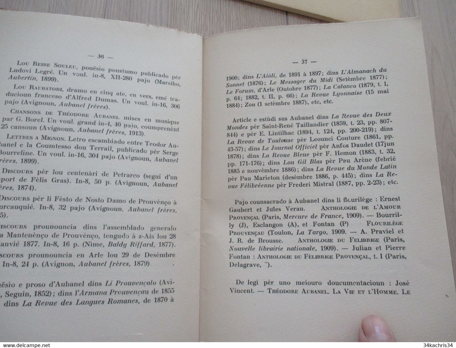 Provençal Félibrige  Mistral Teodor Aubanel 1933 Marius Jouveau envoi autographe  de l'auteur rarissime édition