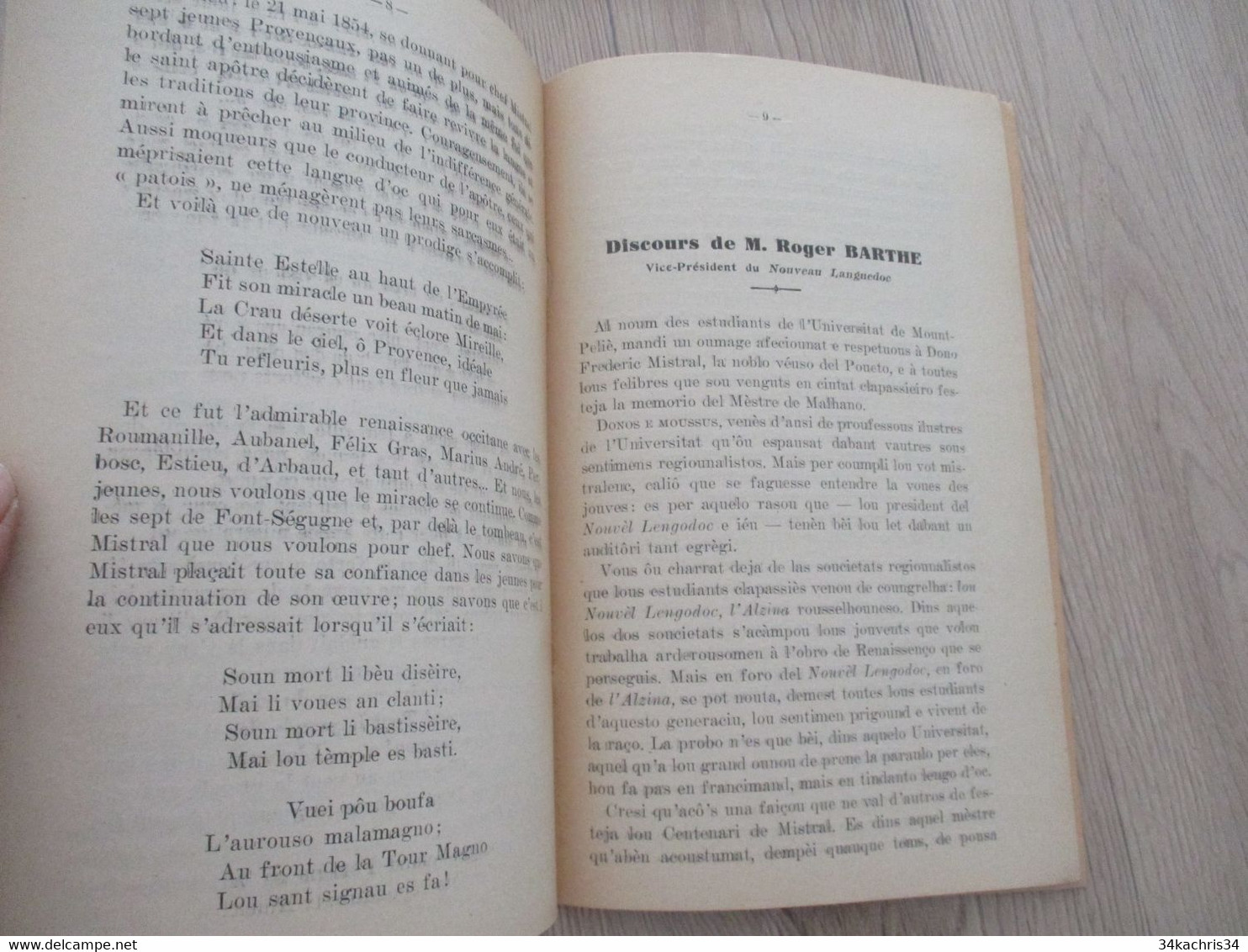 Provençal Félibrige  Mistral J.Lesaffre R.Barthe Envois Autographes Des 2 Sur Discours Prononcé Paris Pour Mistral 1930 - Poesie